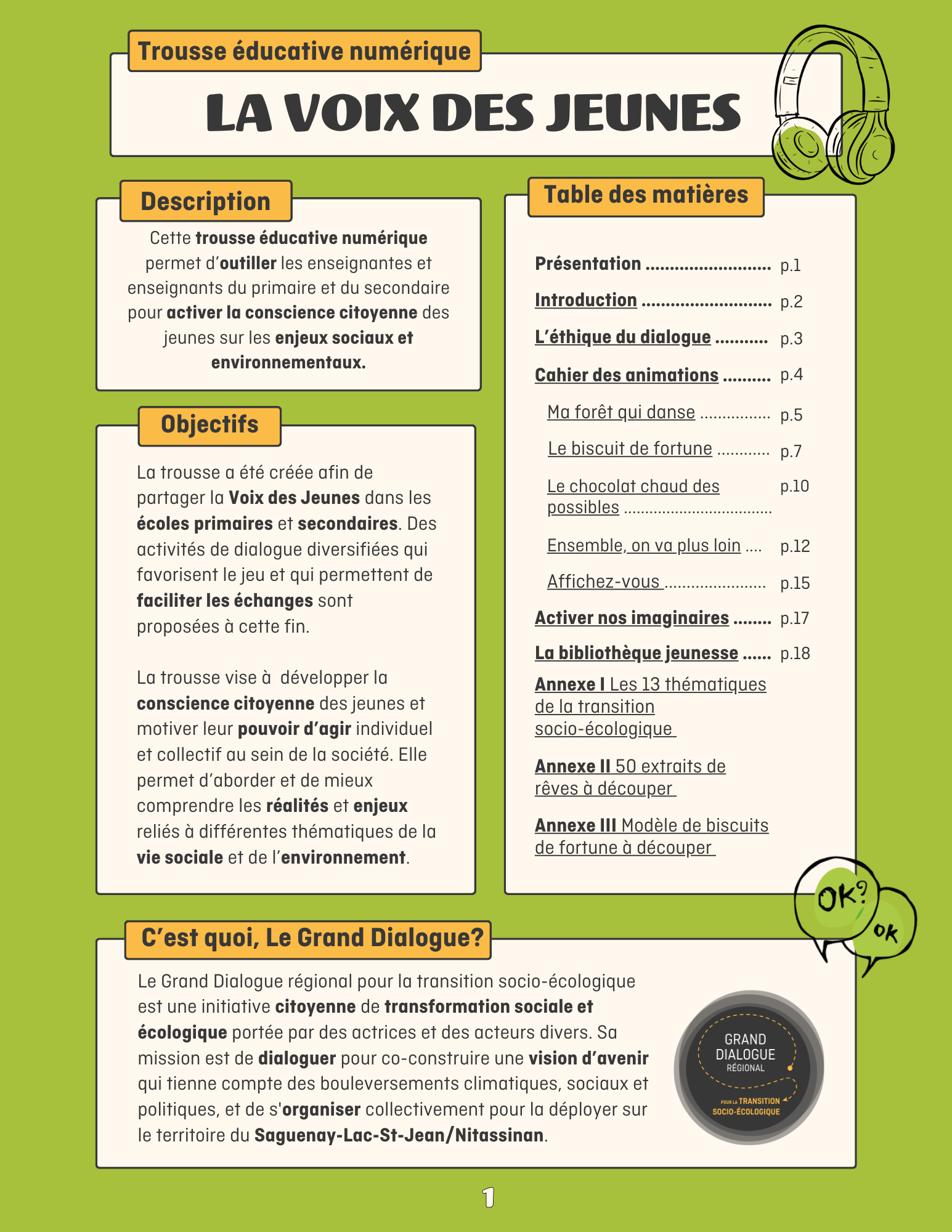Trousse numérique (PDF) - La Voix des Jeunes - Le Grand Dialogue pour la transition socio-écologique du Saguenay—Lac-St-Jean